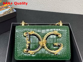 Dolce Gabbana Medium DG Girls Shoulder Bag in Green Croc Effect Calfskin Replica