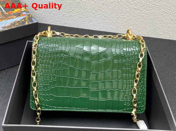 Dolce Gabbana Medium DG Girls Shoulder Bag in Green Croc Effect Calfskin Replica