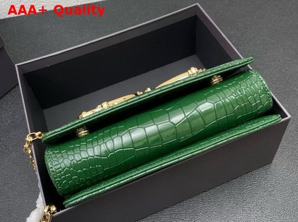 Dolce Gabbana Medium DG Girls Shoulder Bag in Green Croc Effect Calfskin Replica