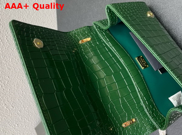 Dolce Gabbana Medium DG Girls Shoulder Bag in Green Croc Effect Calfskin Replica