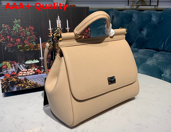 Dolce Gabbana Medium Sicily Bag in Beige Dauphine Calfskin Replica