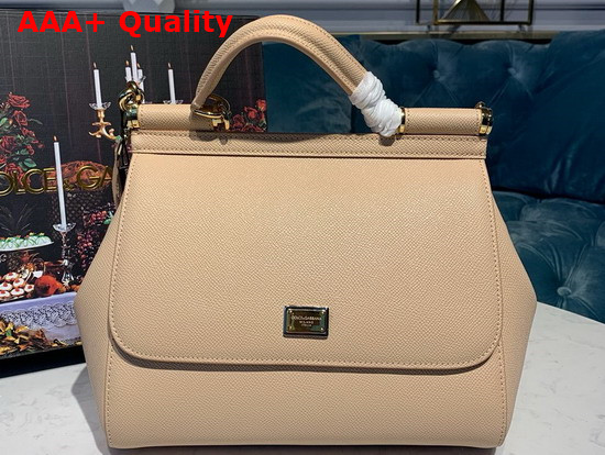 Dolce Gabbana Medium Sicily Bag in Beige Dauphine Calfskin Replica