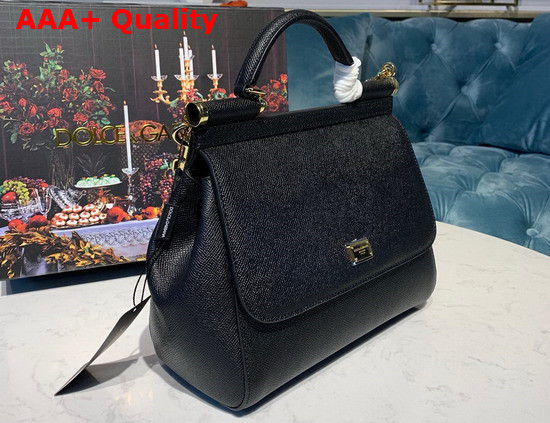 Dolce Gabbana Medium Sicily Bag in Black Dauphine Calfskin Replica