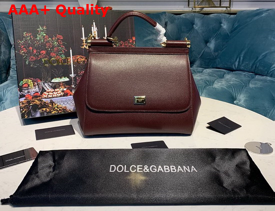 Dolce Gabbana Medium Sicily Bag in Bordeaux Dauphine Calfskin Replica