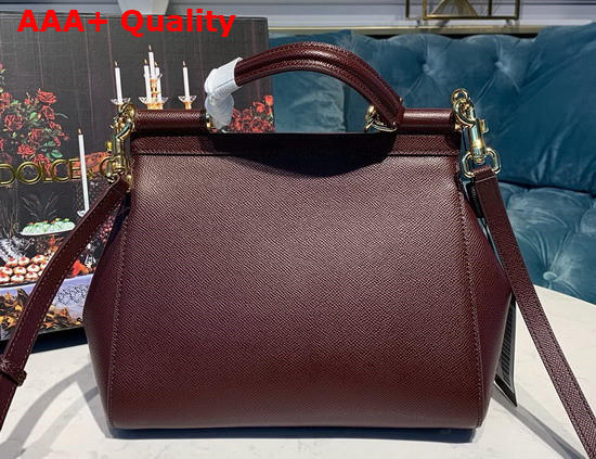 Dolce Gabbana Medium Sicily Bag in Bordeaux Dauphine Calfskin Replica