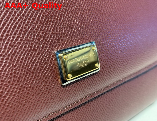 Dolce Gabbana Medium Sicily Bag in Bordeaux Dauphine Calfskin Replica