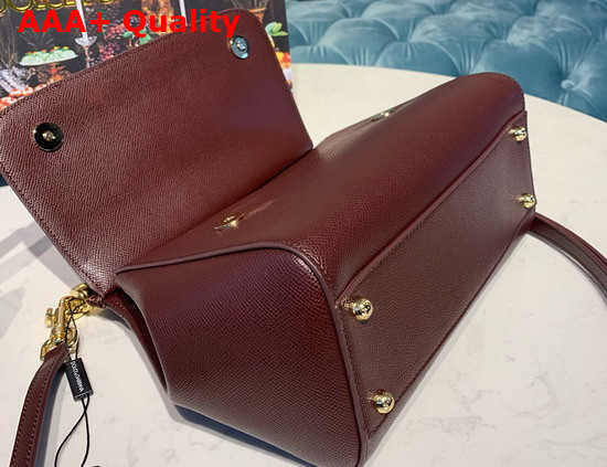 Dolce Gabbana Medium Sicily Bag in Bordeaux Dauphine Calfskin Replica