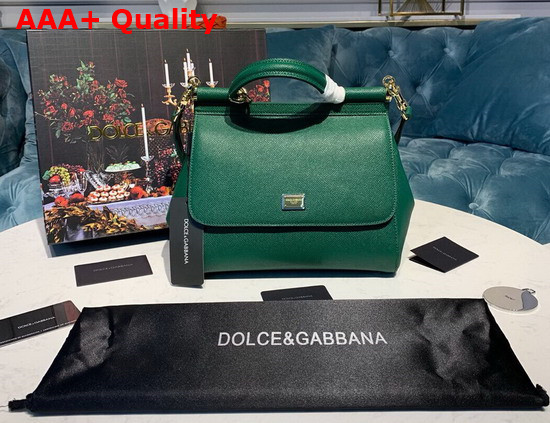 Dolce Gabbana Medium Sicily Bag in Green Dauphine Calfskin Replica