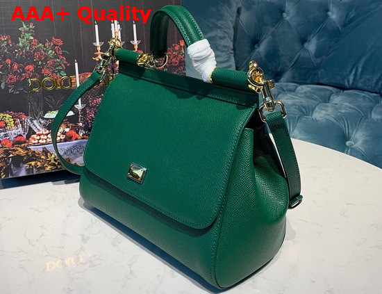 Dolce Gabbana Medium Sicily Bag in Green Dauphine Calfskin Replica