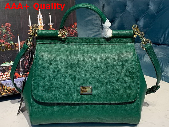 Dolce Gabbana Medium Sicily Bag in Green Dauphine Calfskin Replica