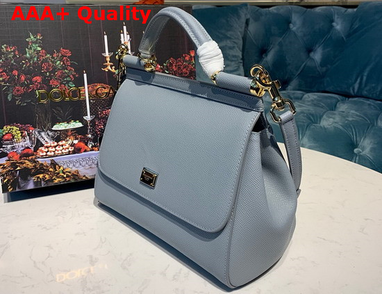 Dolce Gabbana Medium Sicily Bag in Light Blue Dauphine Calfskin Replica