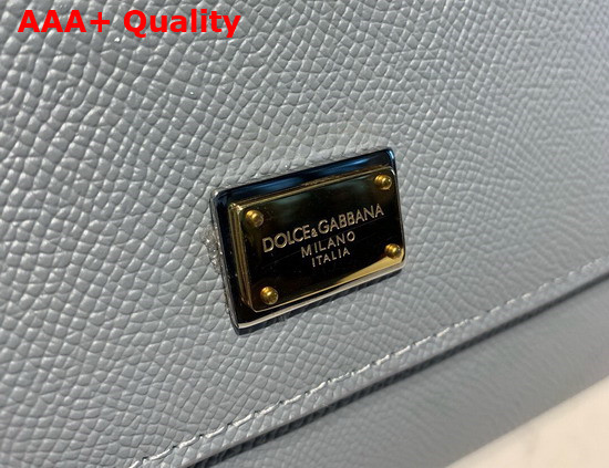 Dolce Gabbana Medium Sicily Bag in Light Blue Dauphine Calfskin Replica