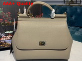 Dolce Gabbana Medium Sicily Bag in Light Grey Dauphine Calfskin Replica