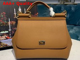 Dolce Gabbana Medium Sicily Bag in Tan Dauphine Calfskin Replica