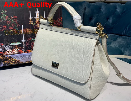 Dolce Gabbana Medium Sicily Bag in White Dauphine Calfskin Replica