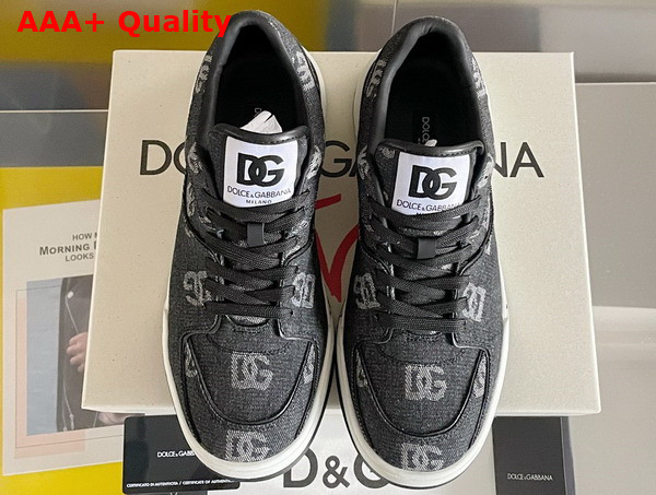 Dolce Gabbana New Roma Sneakers with Denim Logo Black Replica