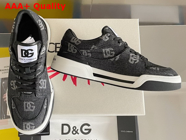 Dolce Gabbana New Roma Sneakers with Denim Logo Black Replica