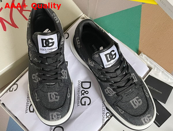 Dolce Gabbana New Roma Sneakers with Denim Logo Black Replica