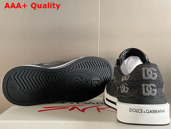 Dolce Gabbana New Roma Sneakers with Denim Logo Black Replica