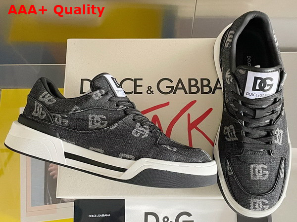 Dolce Gabbana New Roma Sneakers with Denim Logo Black Replica