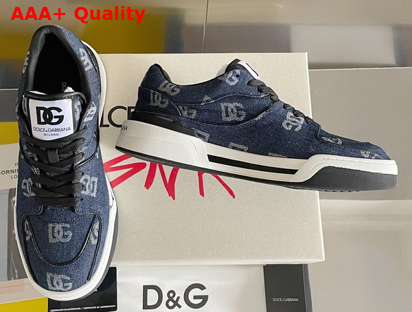 Dolce Gabbana New Roma Sneakers with Denim Logo Blue Replica