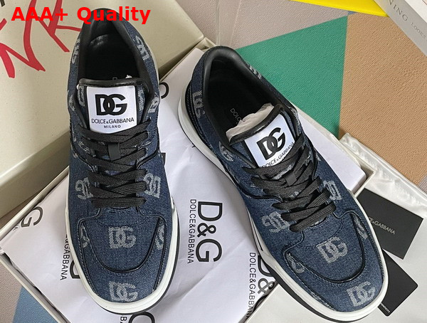 Dolce Gabbana New Roma Sneakers with Denim Logo Blue Replica