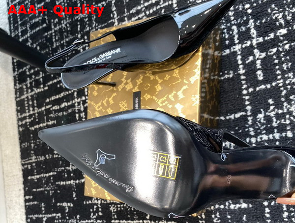 Dolce Gabbana Patent Leather Slingbacks in Black Replica