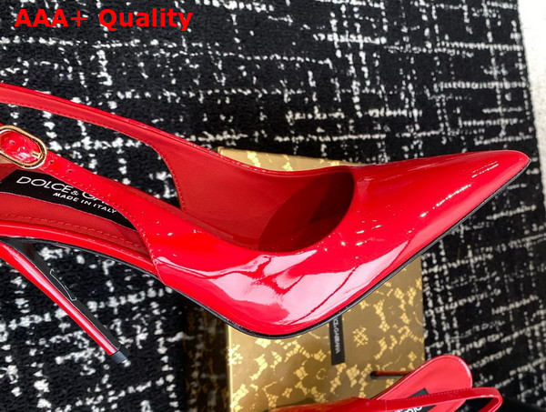 Dolce Gabbana Patent Leather Slingbacks in Red Replica