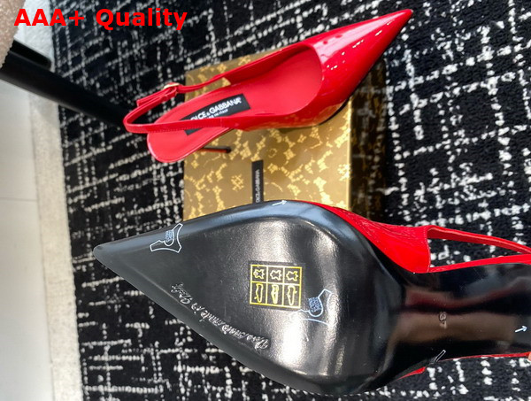 Dolce Gabbana Patent Leather Slingbacks in Red Replica