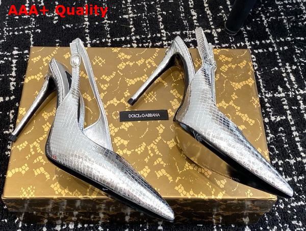 Dolce Gabbana Python Skin Slingbacks in Silver Replica