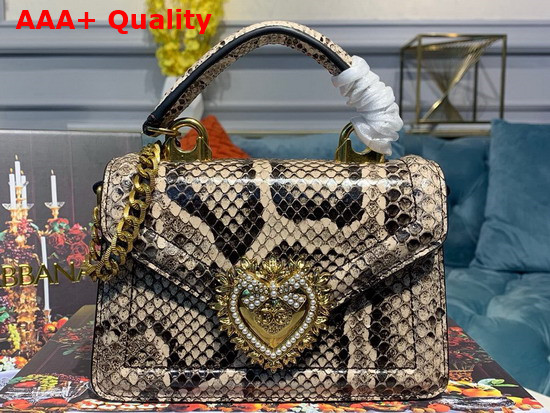 Dolce Gabbana Small Devotion Bag in Beige Python Skin Replica