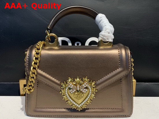 Dolce Gabbana Small Devotion Bag in Mordore Nappa Leather Gold Replica