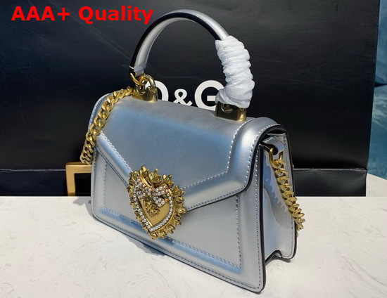 Dolce Gabbana Small Devotion Bag in Mordore Nappa Leather Silver Replica