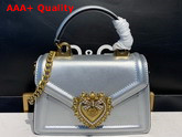 Dolce Gabbana Small Devotion Bag in Mordore Nappa Leather Silver Replica