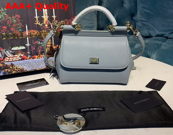 Dolce Gabbana Small Sicily Bag in Light Blue Dauphine Calfskin Replica