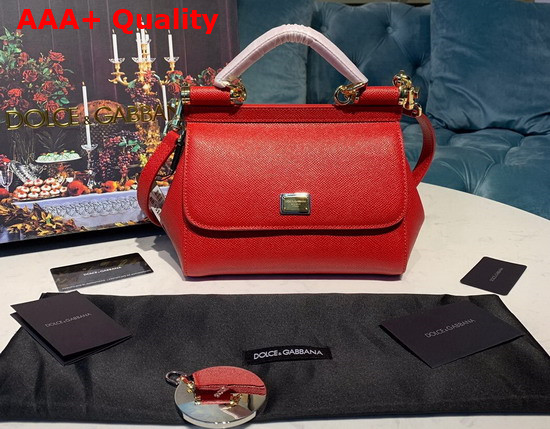 Dolce Gabbana Small Sicily Bag in Red Dauphine Calfskin Replica