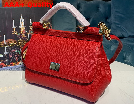 Dolce Gabbana Small Sicily Bag in Red Dauphine Calfskin Replica