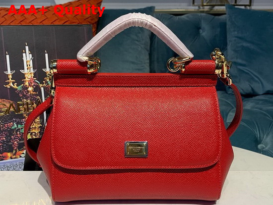 Dolce Gabbana Small Sicily Bag in Red Dauphine Calfskin Replica