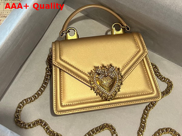 Dolce Gabbana Small Smooth Calfskin Devotion Bag Gold Replica