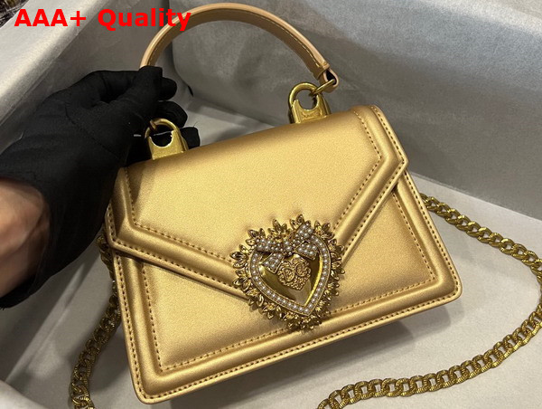 Dolce Gabbana Small Smooth Calfskin Devotion Bag Gold Replica