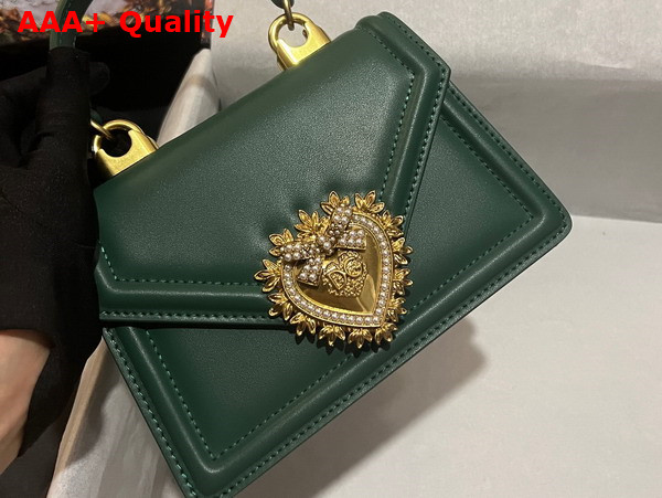 Dolce Gabbana Small Smooth Calfskin Devotion Bag Green Replica