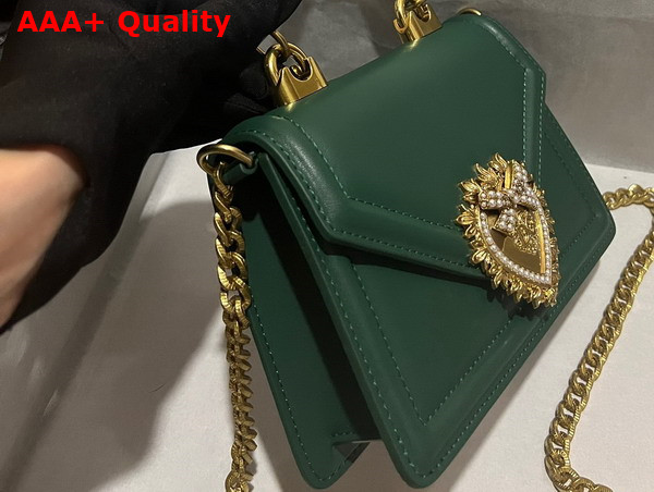 Dolce Gabbana Small Smooth Calfskin Devotion Bag Green Replica