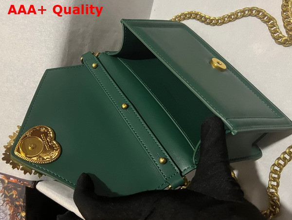 Dolce Gabbana Small Smooth Calfskin Devotion Bag Green Replica