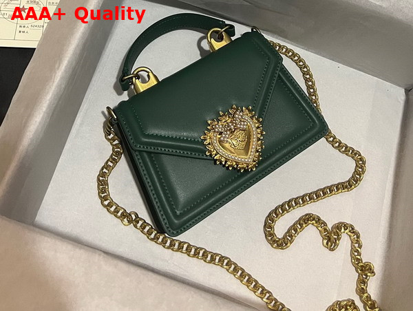 Dolce Gabbana Small Smooth Calfskin Devotion Bag Green Replica