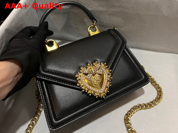 Dolce Gabbana Small Smooth Calfskin Devotion Bag in Black Replica