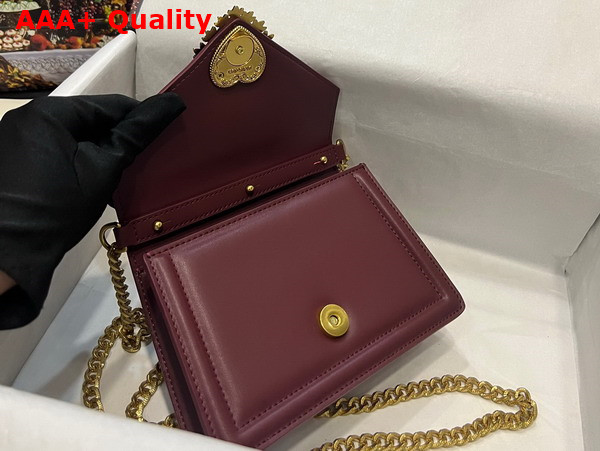 Dolce Gabbana Small Smooth Calfskin Devotion Bag in Burgundy Replica