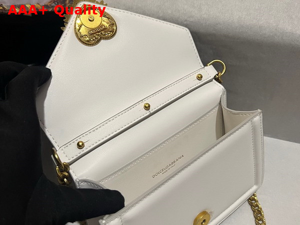 Dolce Gabbana Small Smooth Calfskin Devotion Bag in White Replica