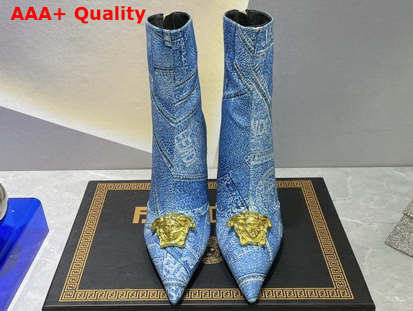 Fendace Denim Patchwork Short Boots in Light Blue Replica