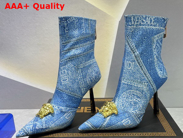 Fendace Denim Patchwork Short Boots in Light Blue Replica