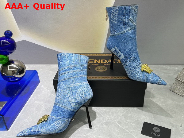 Fendace Denim Patchwork Short Boots in Light Blue Replica